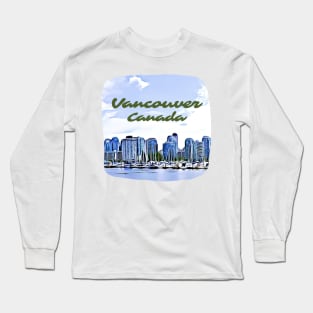 Vancouver Canada Skyline Painting Long Sleeve T-Shirt